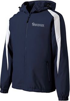 Fleece-Lined Colorblock Jacket, AMSE, Navy/White